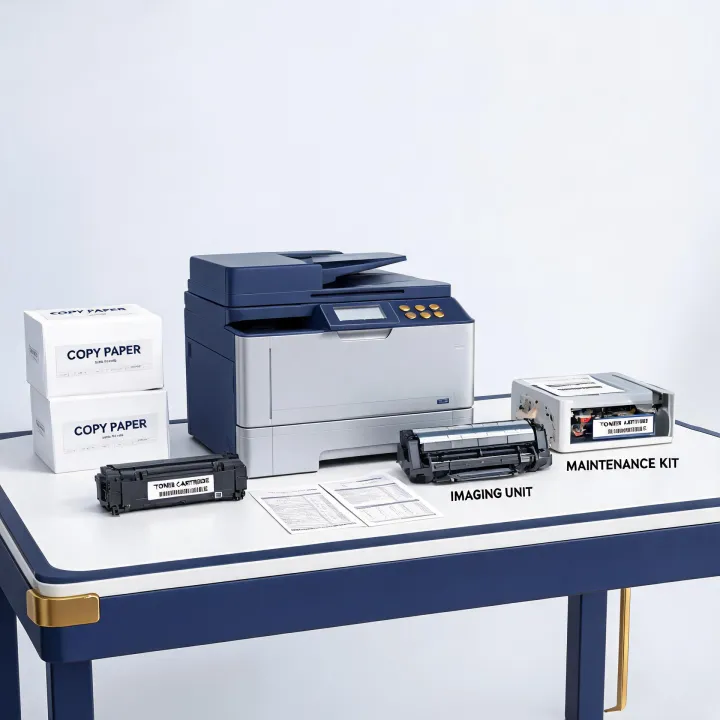 Laser printer and cartridge sourcing display